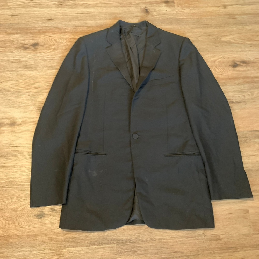Vintage 1999 Gucci Tom Ford Mens Black Wool Mohair Single Button Jacket Size 48